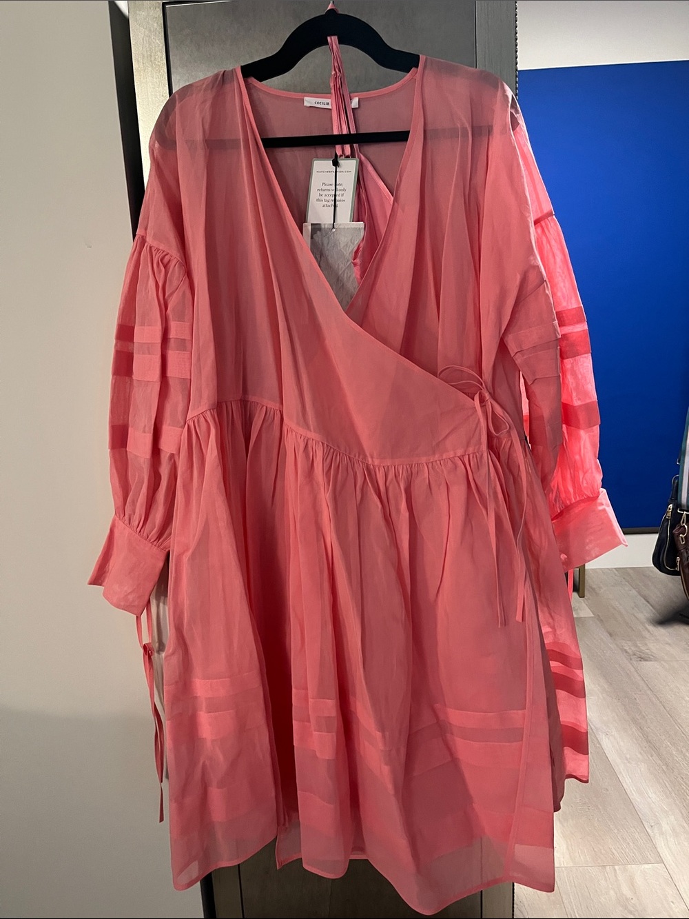 Cecilie Bahnsen Coral Pink Wrap Tunic